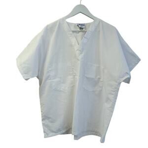 Landau Mens Look of Professional White Scrub Top Large Reversible 7502​